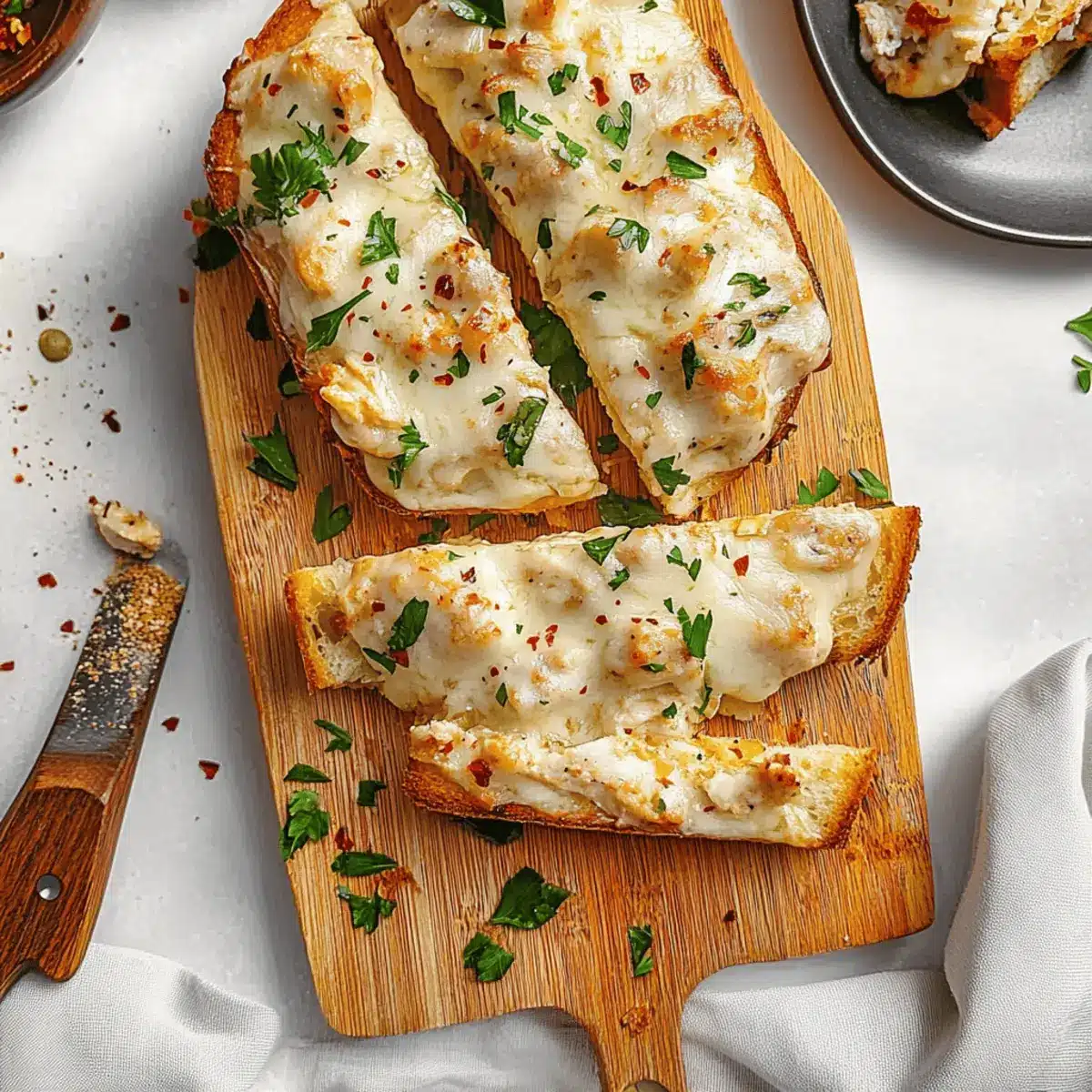 Chicken Alfredo Garlic Bread