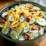 Creamy Cucumber Salad with Bacon and Cheese