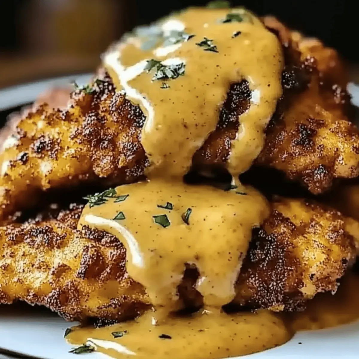 Pretzel Chicken with Mustard-Cheddar Sauce