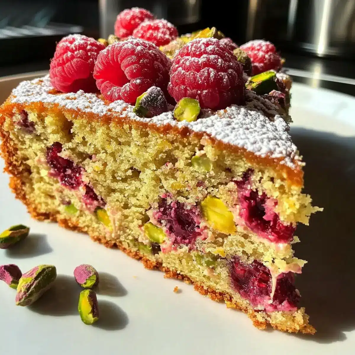 Raspberry Orange Pistachio Ricotta Cake