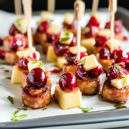 Sheet Pan Smoked Sausage Cranberry Bites