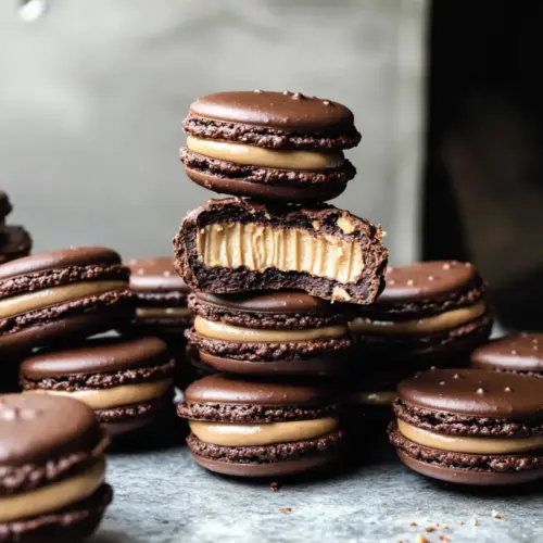 Chocolate Peanut Butter Macarons
