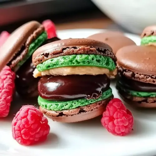 Dark Chocolate Raspberry Macarons