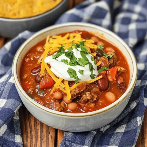 Spicy Five Bean Steak and Sausage Chili