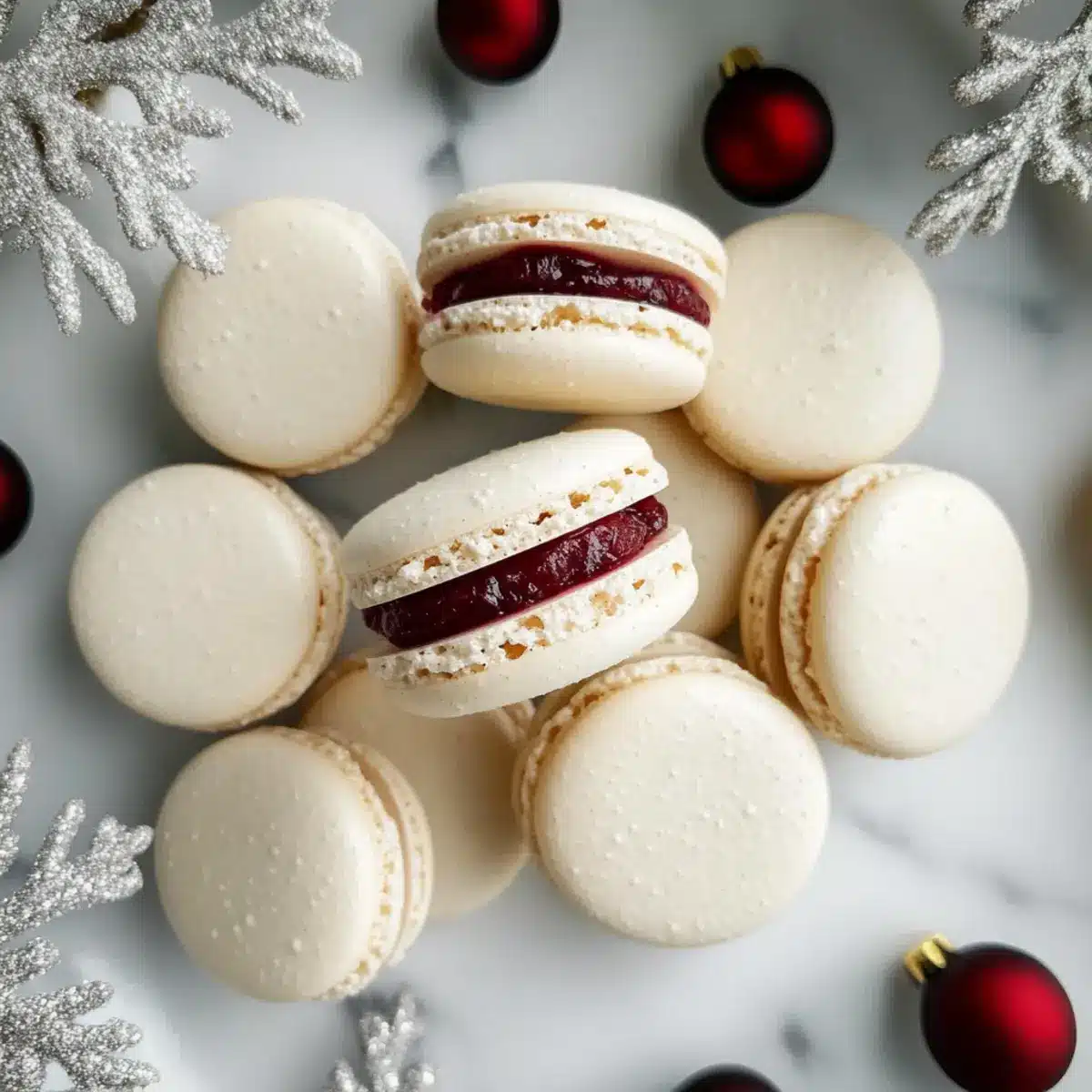 White Chocolate Cranberry Macarons