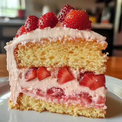Strawberry Honeybun Cake with Strawberry Cream Icing