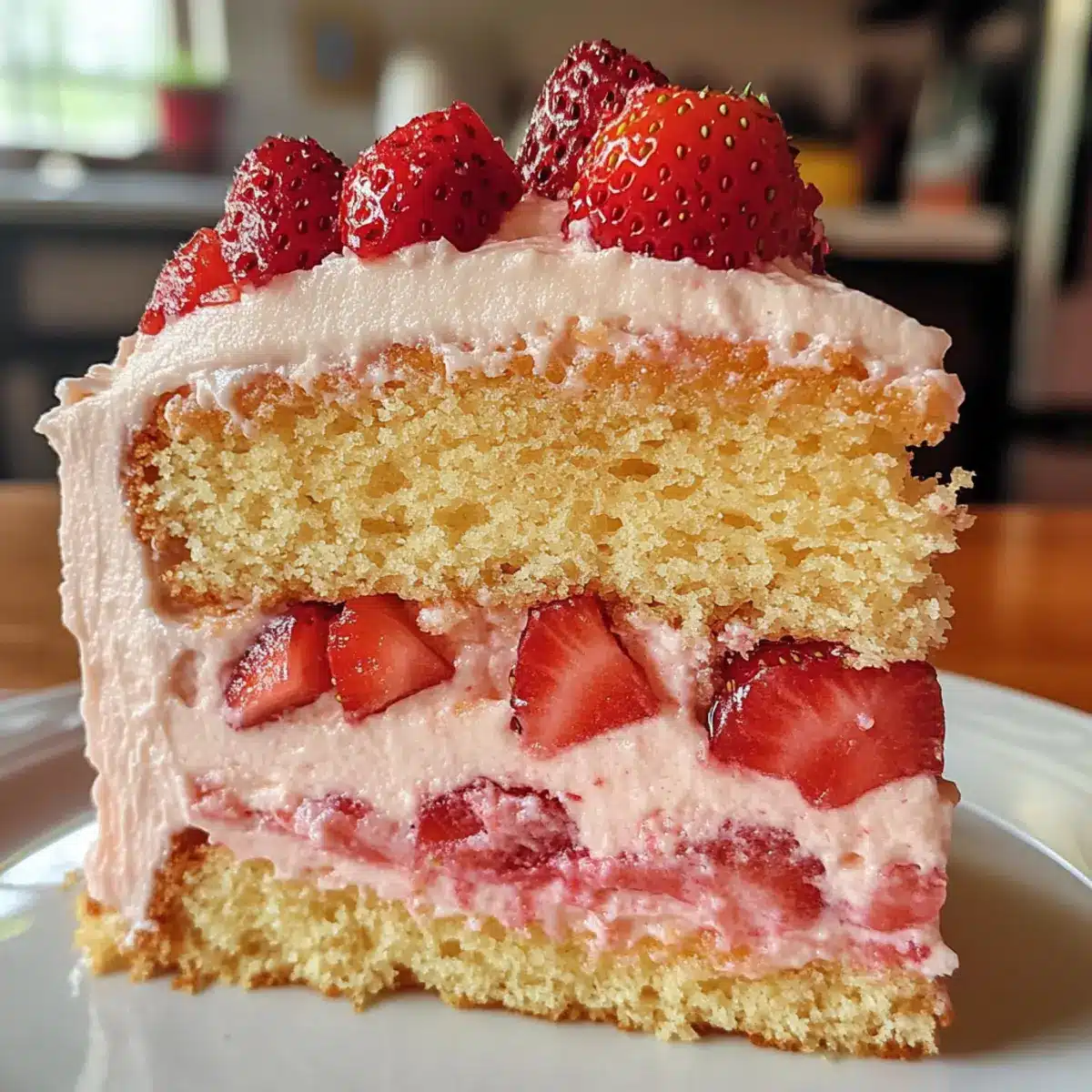 Strawberry Honeybun Cake with Strawberry Cream Icing