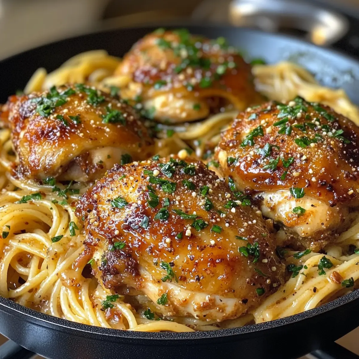 Sticky Smoky Garlic Butter Chicken Pasta