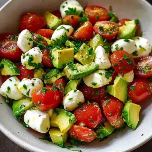 avocado salad with fresh tomatoes and mozzarella
