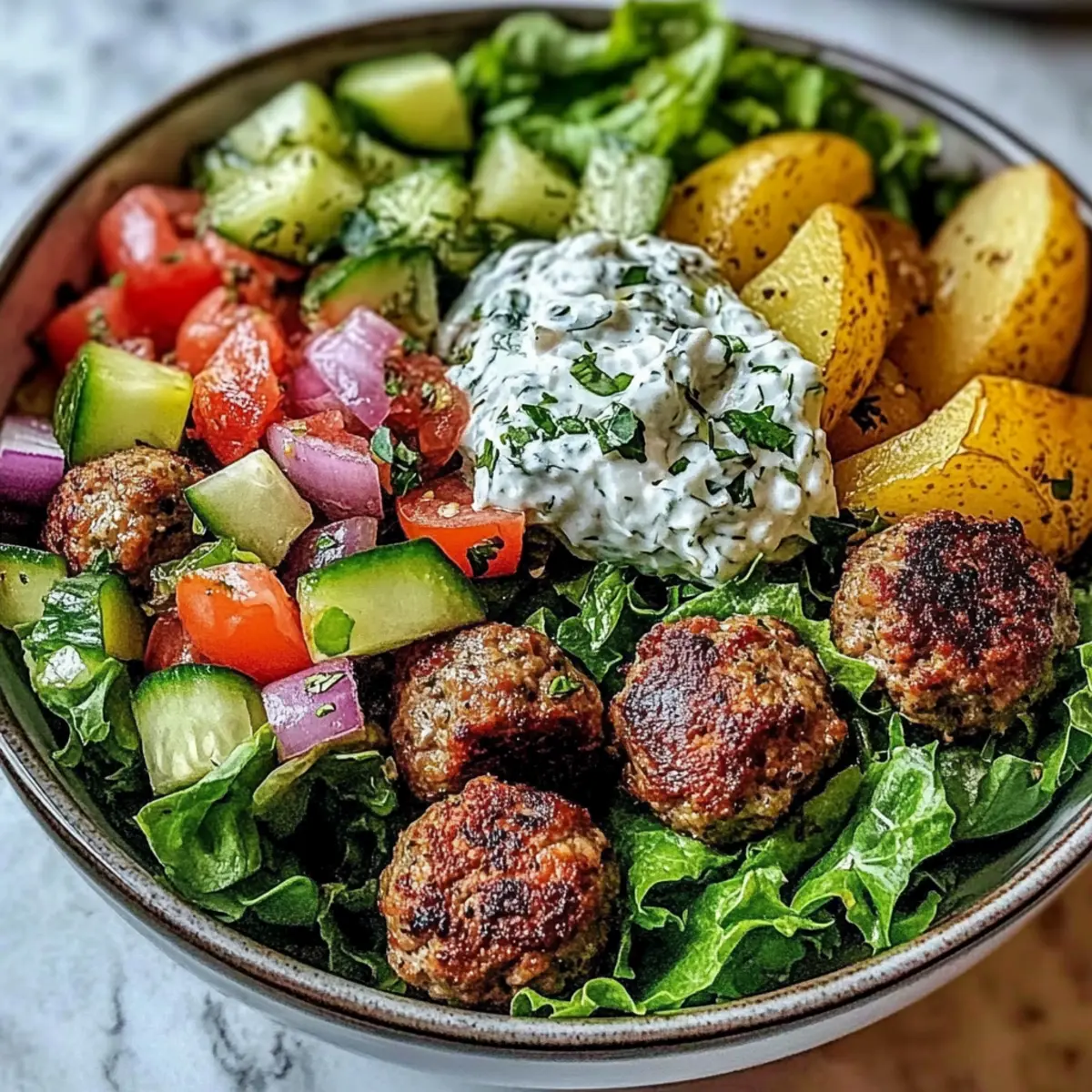 Greek Meatball Bowl