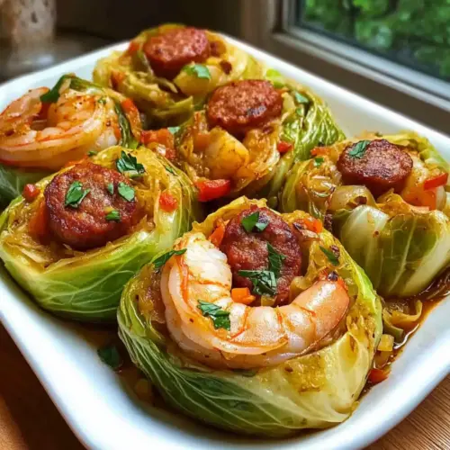 Cajun Shrimp & Sausage Stuffed Cabbage