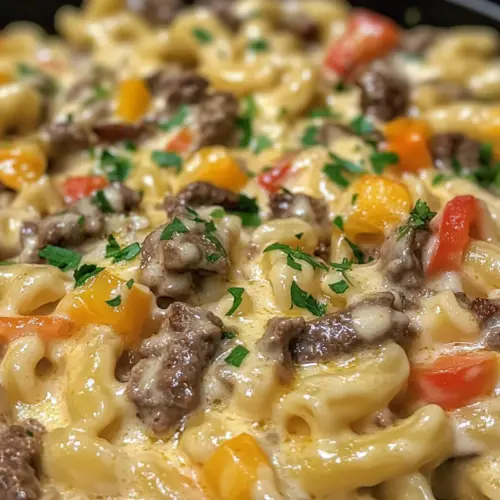 Creamy Philly Cheesesteak Mac & Cheese