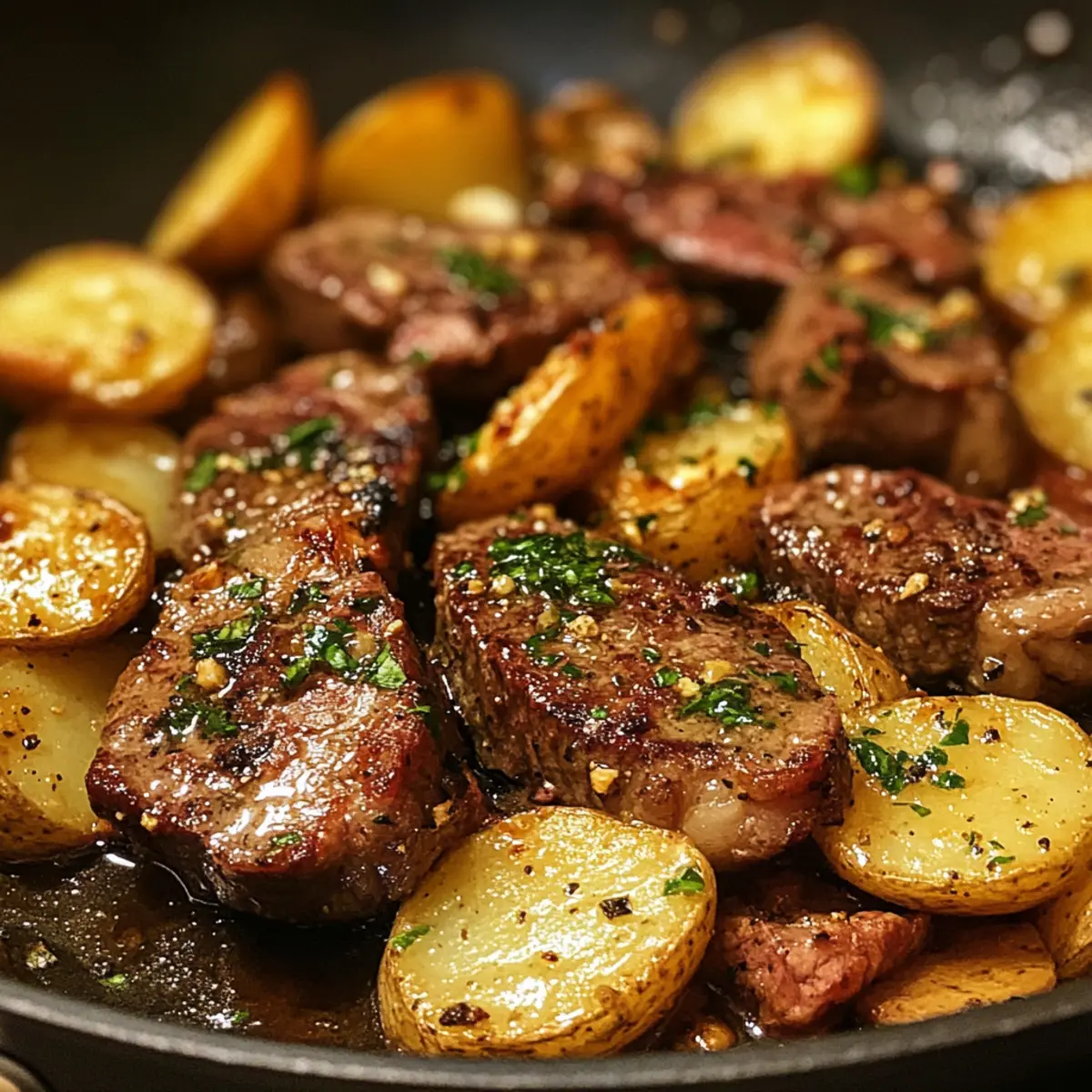 Garlic Butter Steak and Potatoes Skillet