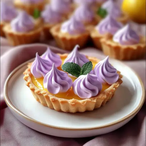 Mini Lemon Tart with Lilac Meringue