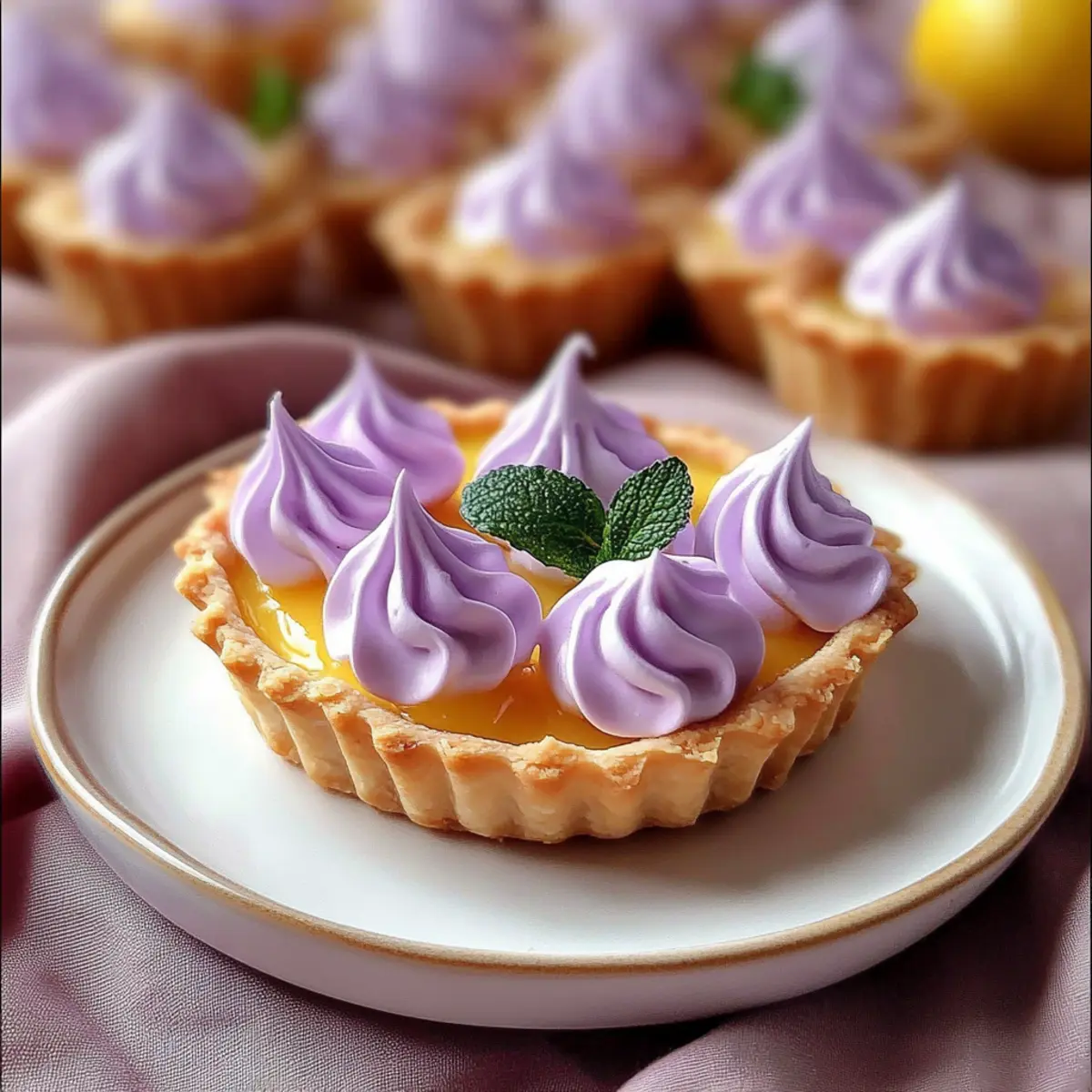 Mini Lemon Tart with Lilac Meringue