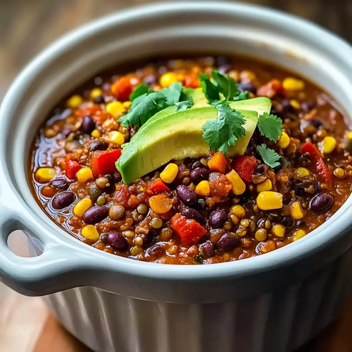 High Protein Crockpot Lentil Taco Chili