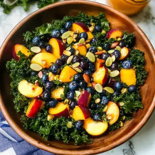 Summer Peach Blueberry Kale Salad