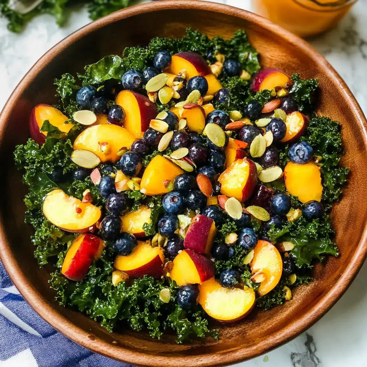 Summer Peach Blueberry Kale Salad