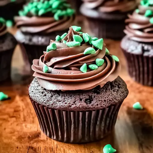 Mint Chocolate Cupcakes with Chocolate Frosting